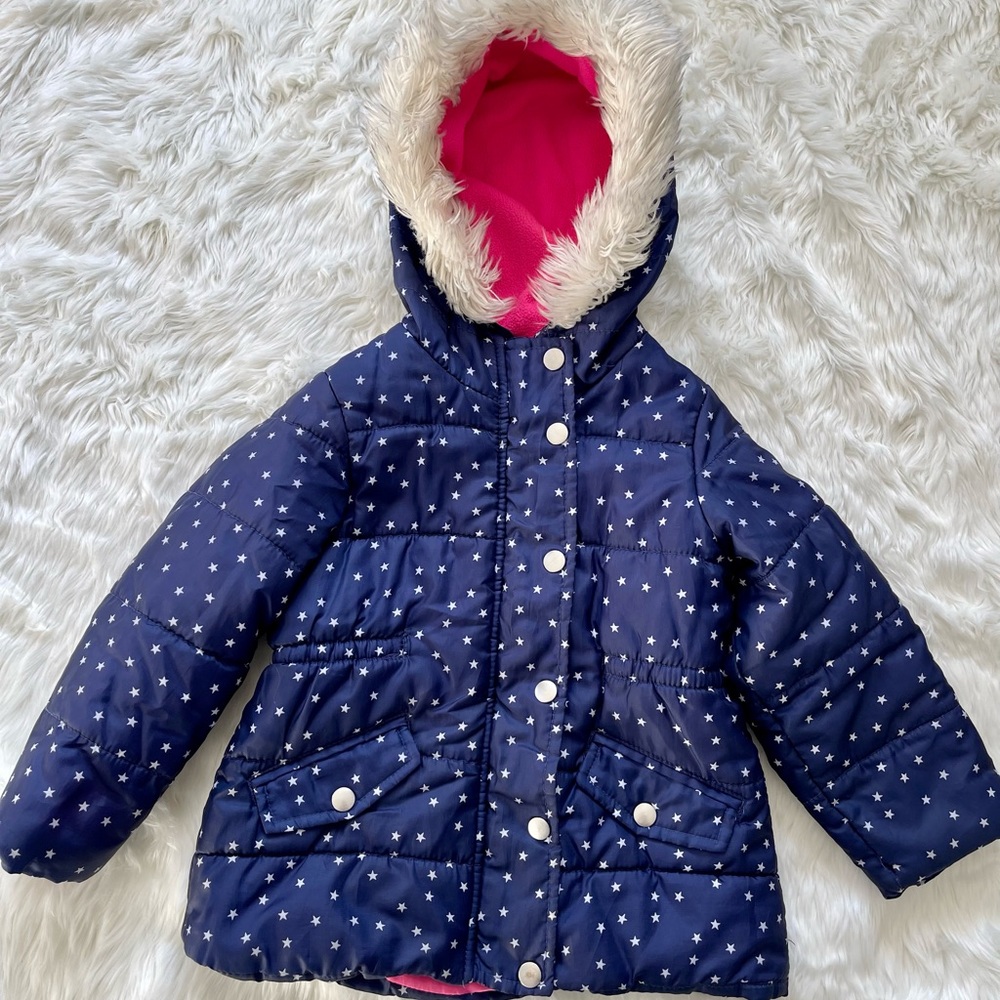 Jacket Carter’s Toddler Girl, good condition, size 3T, blue with pink, polyester
